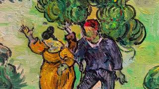 Landscape with Couple Walking and Crescent Moon Van Gogh oil painting reproduction