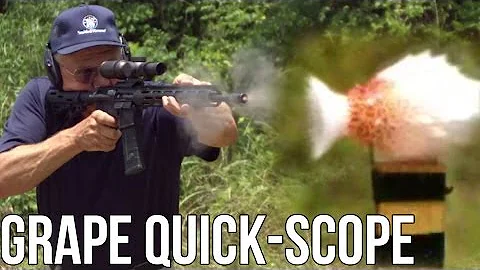 Quick scope a grape in half a second with an AR15!...