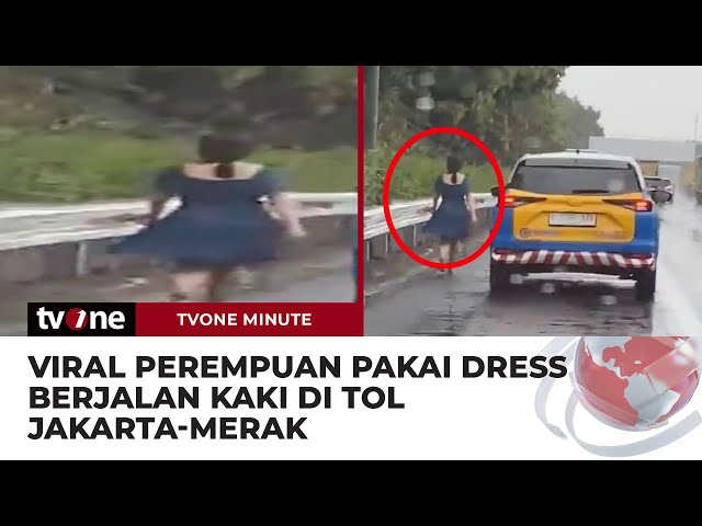 Perempuan Jalan Kaki di Tol Jakarta Merak Ditemani Mobil Patroli | tvOne Minute class=
