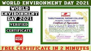 Online Quiz On World Environment Day || Free Certificate in 2 Minutes || Free Government Certificate