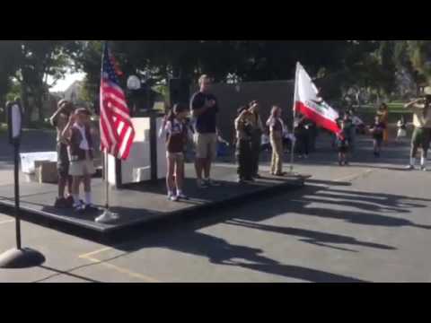 Scouts flag ceremony at Santiago Hills Elementary School community event AWISH