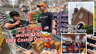 Life in USA 🇺🇸 Palm Sunday | $270 Worth of FREE Costco Grocery #adayinourlifevlogs #lifeinusa