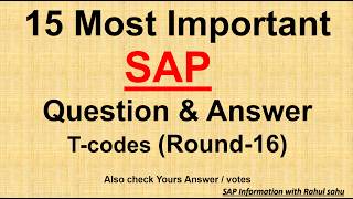 15 Most Important SAP T-Codes Question & Answer | SAP Interview Questions