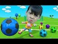Kids play Kick the Football & Catch the ball! Kids learn play sport Song Children