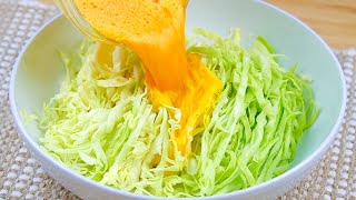 Cabbage with eggs is better than pizza! Easy, quick and very delicious recipe! ASMR