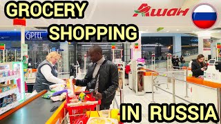 GROCERY SHOPPING IN RUSSIAN SUPERMARKET, MOSCOW
