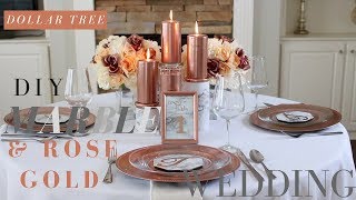 DIY Marble \& Rose Gold Wedding Decorations | Dollar Tree Wedding Centerpiece