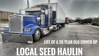 local seed hauling | spread axle gets new tires | 26 year old owner op