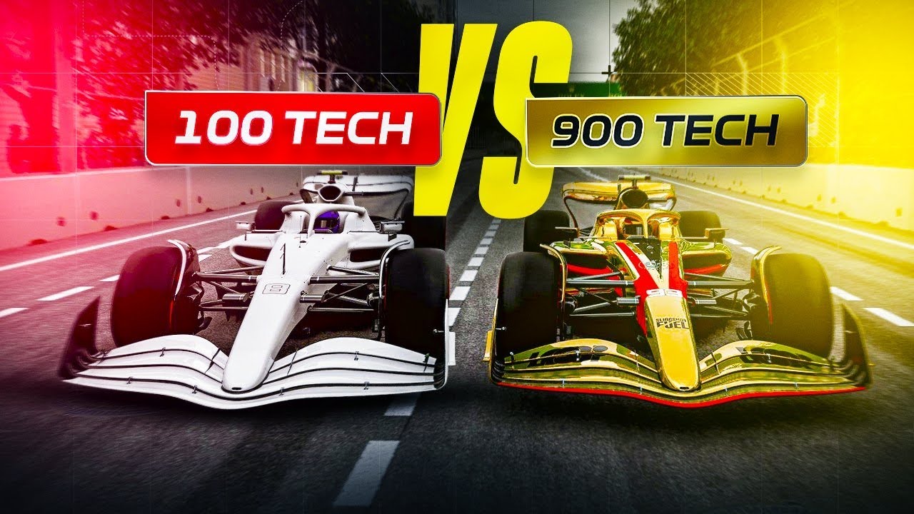 100 vs 900 Tech Level F1 World Car F1 23 Game