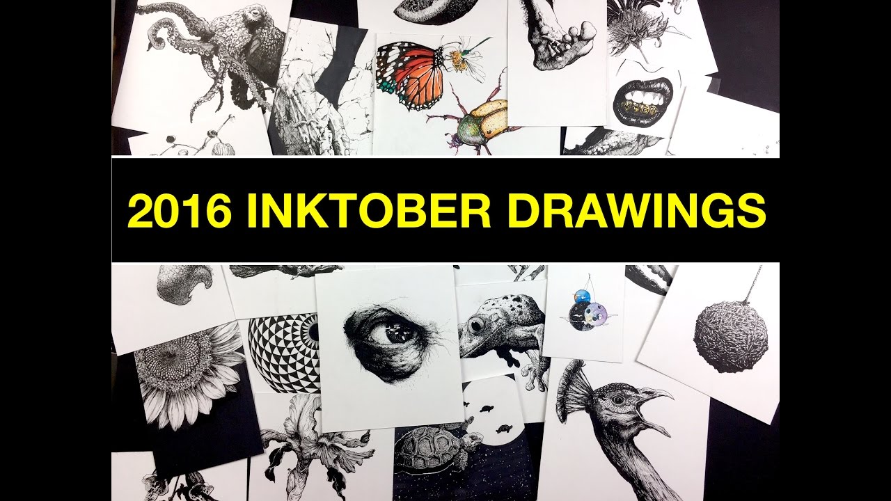 2016 Inktober Drawings Sketchbook Tour YouTube
