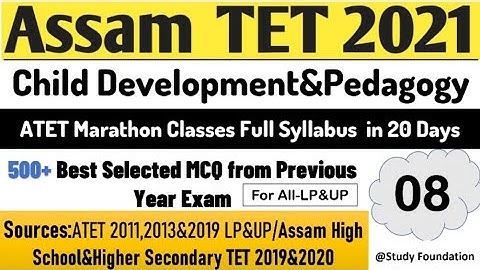CDP Assam TET|500+ Best Selected MCQ|CDP Assam TET 2021|CDP For Assam TET|TET Previous Year Question