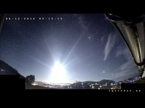 Meteor Fireball December 6  2016 Exploding off the Norwegian Coast