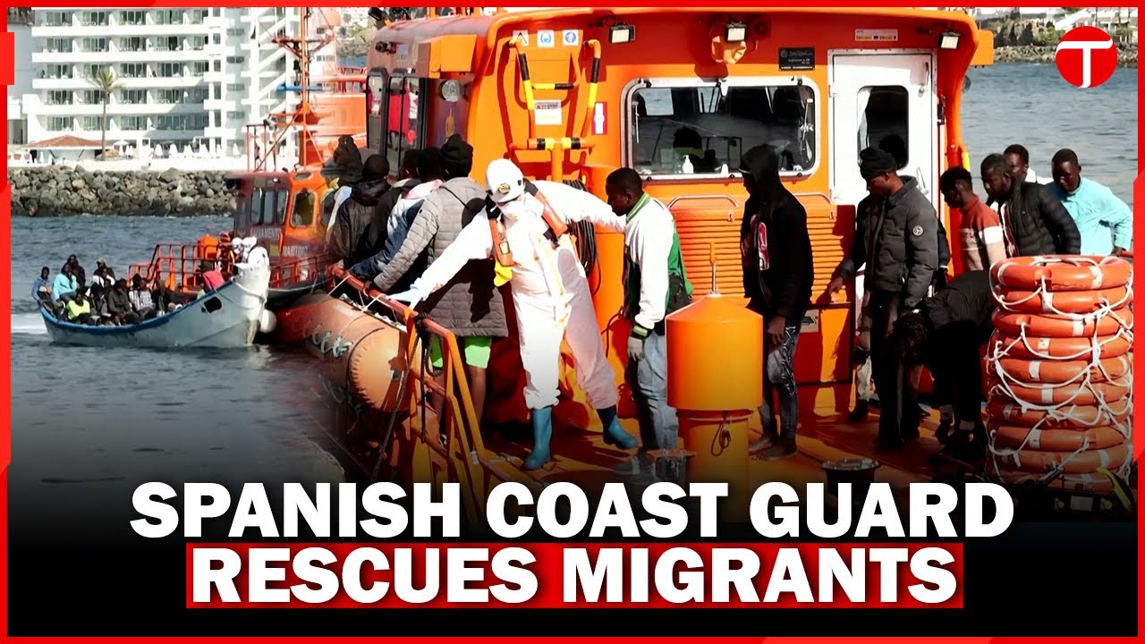 Spanish Coast Guards Rescue Dozens of Migrants in Canary Islands - YouTube