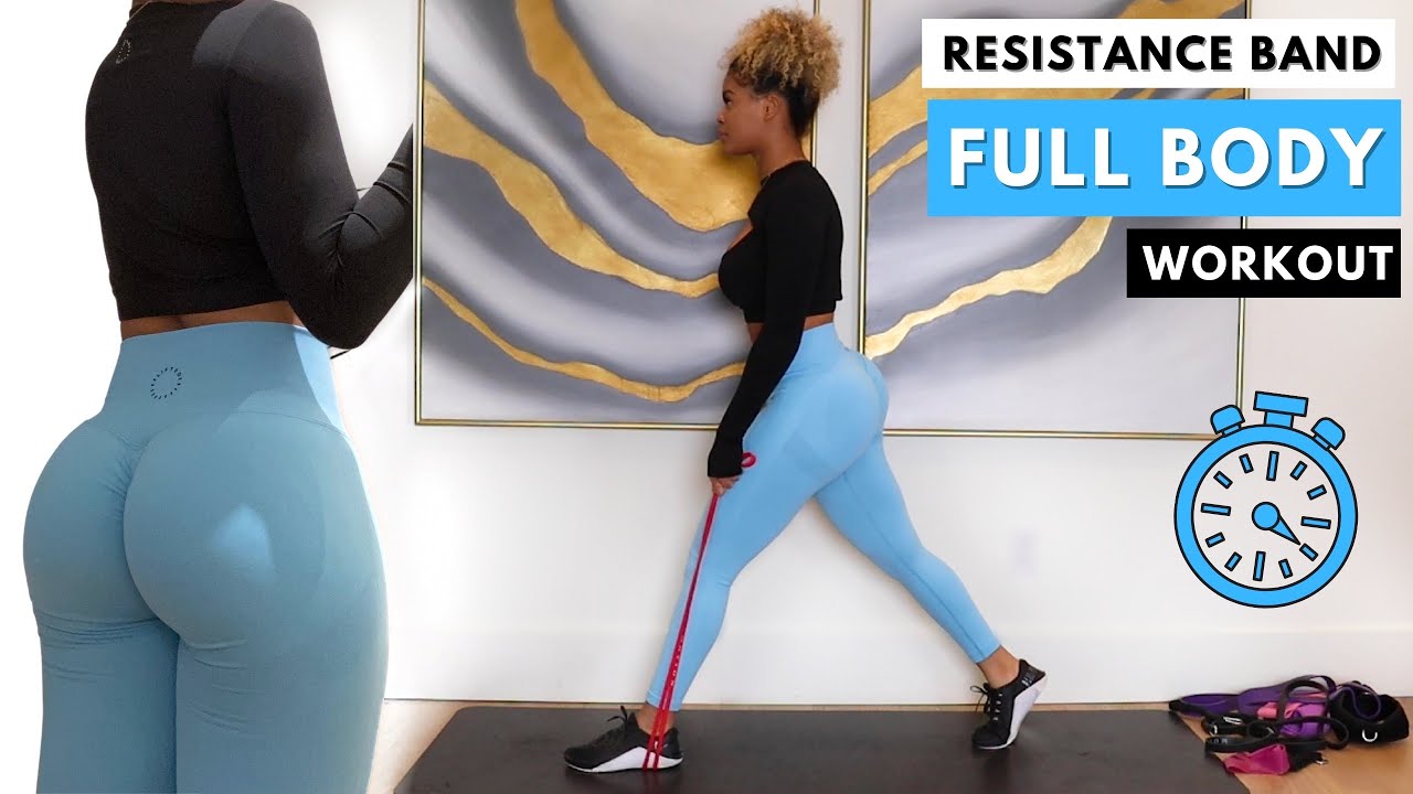 EASY FULL BODY LONG RESISTANCE BANDS WORKOUT - YouTube
