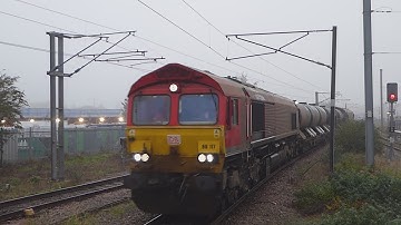 TnT DB Cargo Class 66s pass Grantham (14/11/22)