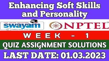 Enhancing Soft Skills and Personality || Week 1 Assignment Answers || NPTEL 2023