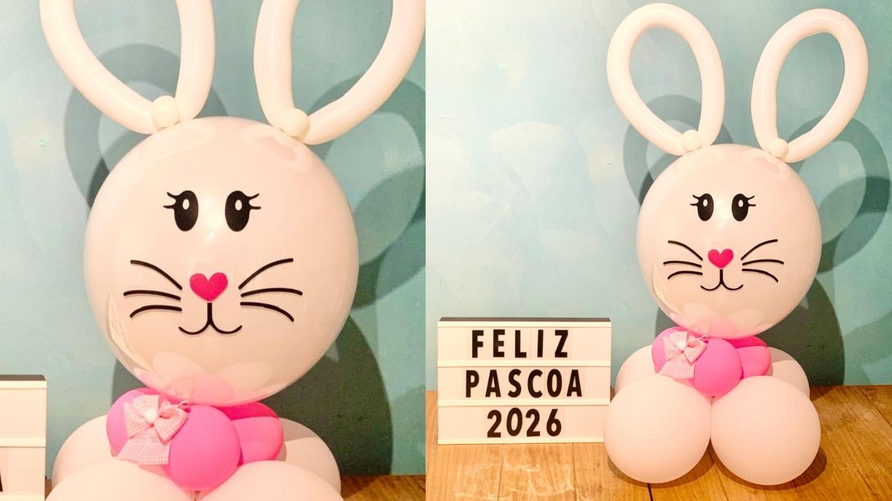 Ideia para Mesa de Páscoa - Coelho de Balão - DIY Fácil e Bonito
