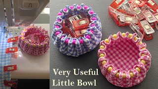 How to make a beaded fabric bowl | Sewing Clip Bowl | Mini Fabric storage basket | tigela de tecido