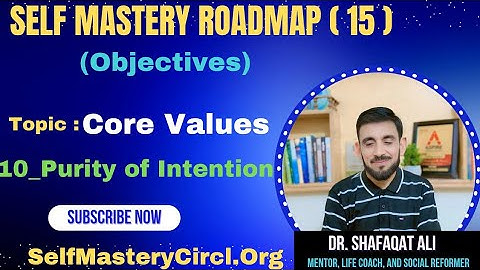 Self Mastery Roadmap (15 | Core Values: Purity of Intention | Dr.Shafaqat Ali | Personal Development