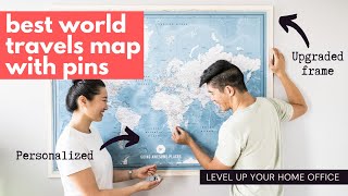 Best World Travel Map with Pins 🗺️ 📍 | Level Up Your Home Office