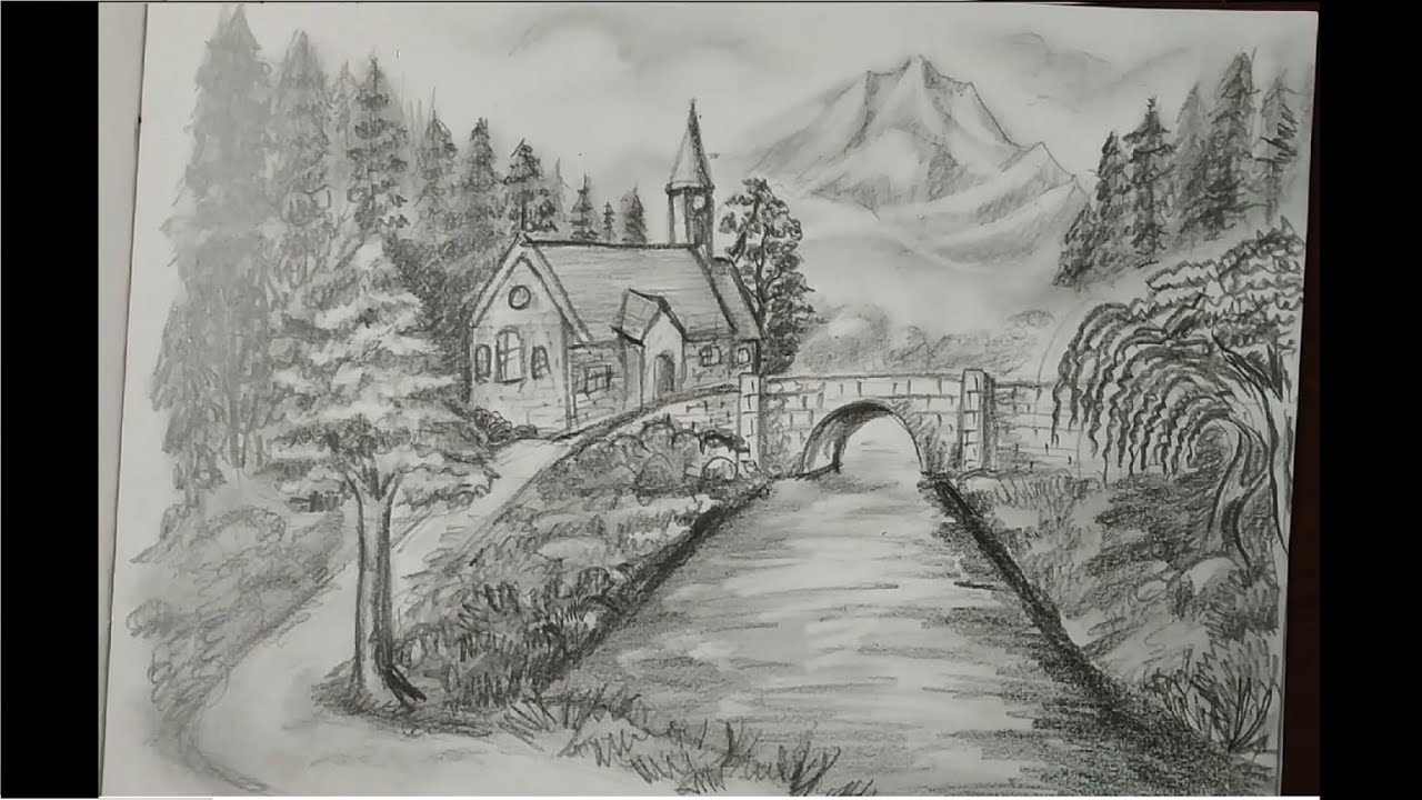 Pencil Drawing Nature Images - Scenery Shading | Bodemawasuma