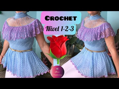 👚BLUSA TEJIDA A CROCHET O GANCHILLO con volantes -- XS A 4XL-- Crochet blouse with ruffles -XS A 4XL