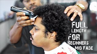 *FULL LENGTH* FOR BEGINNERS HAIRCUT TUTORIAL: MID FADE CURLY TOP