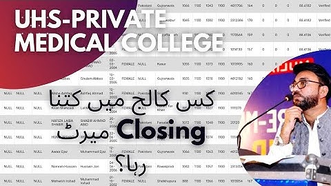 UHS COLLEGE WISE MERIT LIST PRIVATE MEDICAL |