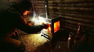 Cozy & Warm Hiding in Tiny Bushcraft Cabin - Winter Camping by Joshua Gammon 64,156 views 6 months ago 23 minutes