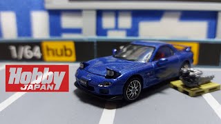 Hobby JAPAN 1/64 Mazda RX-7 (FD3S) SPIRIT R TYPE A With Engine Display Model Blue Mica