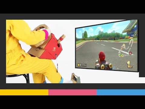 Playing Mario Kart 8 Deluxe with the Nintendo Labo: Vehicle Kit at gamescom 2018