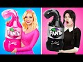 Wednesday vs Barbie Cooking Challenge | Pink vs Black Food Challenge 24 Hours by YUMMY JELLY