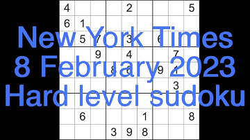 Sudoku solution – New York Times sudoku 8 February 2023 Hard level