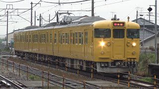 【4K】JR山陽本線　普通列車115系電車　ｵｶD-10編成　庭瀬駅到着