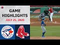 Toronto Blue Jays vs. Boston Red Sox Highlights  | July 21, 2020 (Exhibition)