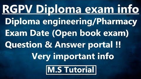 RGPV Diploma Engineering/Pharmacy exam update !! Question & Answer portal !! Registration Process