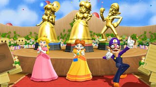 Mario Party 9 - 4 Player One Controller - Peach Vs Daisy Vs Waluigi Vs Wario| Cartoons Mee