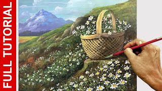 Tutorial : Simple Painting for Beginners in Acrylics / Daisy Flower Garden / JMLisondra