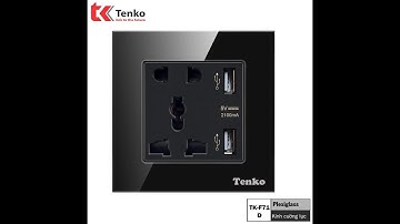 Ổ Cắm USB Âm Tường Mặt Kính Cường Lực Tenko TK-F71-D-44 Đen I Tenko.com.vn