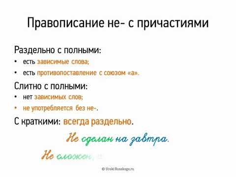 Правописание НЕ- с причастиями (7 класс, видеоурок-презентация)