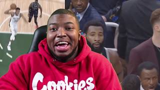 Milwaukee Bucks Vs Detroit Pistons 2019 Game 1 Giannis Makes Drummond Mad With Free Throw Line Dunk