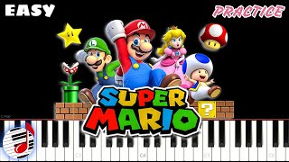 Video thumbnail of "Super Mario Bros Theme EASY Piano Tutorial Slow for Beginner"