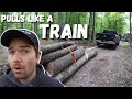 RAM 1500 Pulling HEAVY LOGS In 4x4 (4WD LOCK) | HEMI Pulls Like A TRAIN