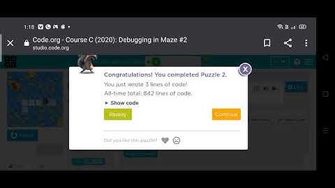 Code.org Course C lesson 5 Debugging in Maze