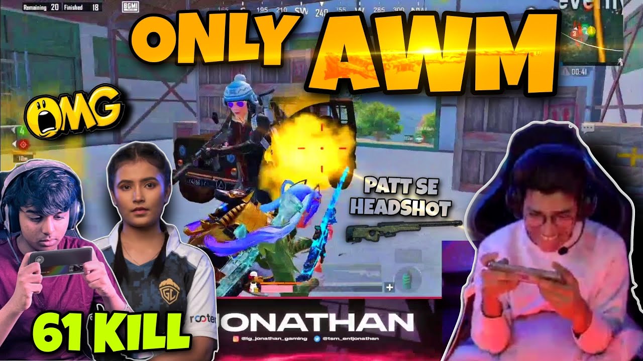 JONATHAN with ONLY AWM | SNIPER KILLS | PATT SE HEADSHOT | 61 KILL | SPOWER | NIKKI | DUDO | MNS