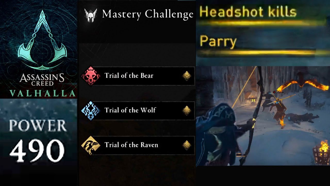 AC Valhalla DLC [PS5] Power490 All Gold Medals Mastery Challenge Parry +Headshots All Seeing