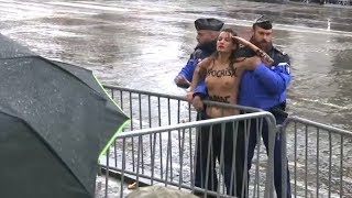 Des Femen se sont approchées de très près du convoi de Trump