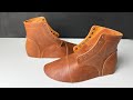 Making handmade leather boot shoes