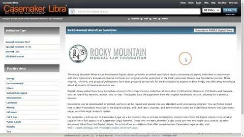 Rocky Mountain Mineral Law Foundation Digital Library Casemaker Libra