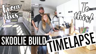 12 Months Converting School Bus into Dream Tiny Home on Wheels || Skoolie Build Timelapse